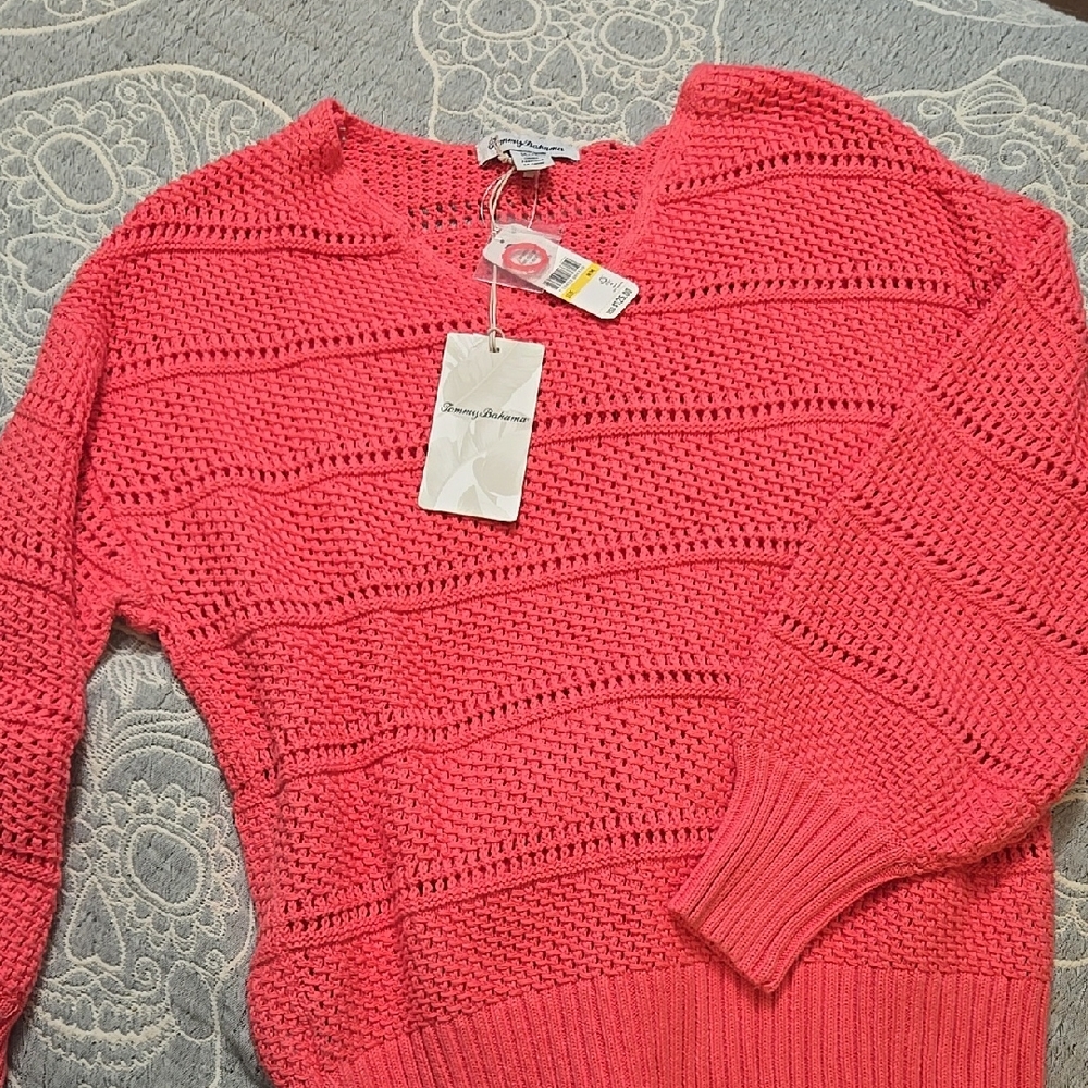 Tommy Hilfiger Pink Crew Neck Sweater with Knitted Texture